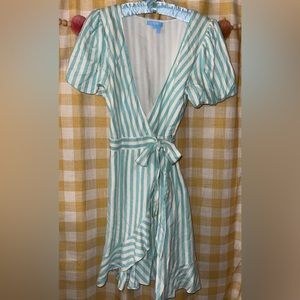 Draper James S Small striped wrap dress EUC